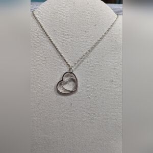 Pandora Pave Double Heart to Heart Necklace